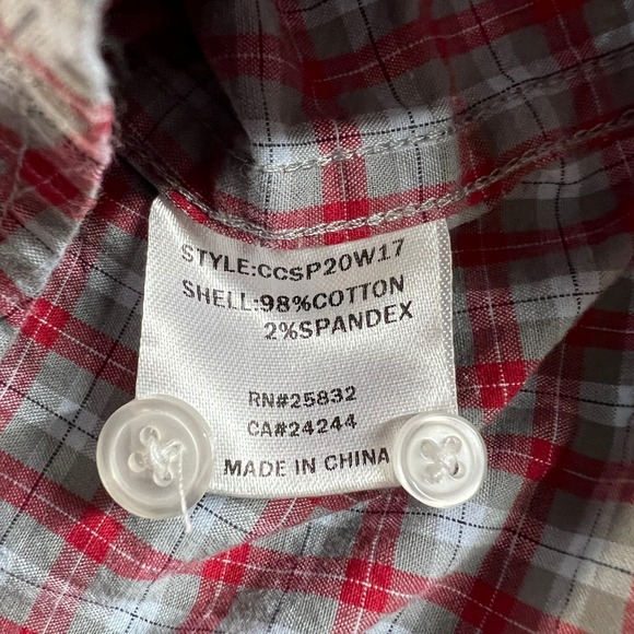 Cody James Core Shirt Mens XXL Gray Red Plaid Short Sleeve Button Western Rodeo - Picture 8 of 10
